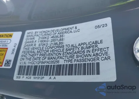 2023 Honda Accord Hybrid Touring z USA, uszkodzony, nr VIN 1HGCY2F84PA035256